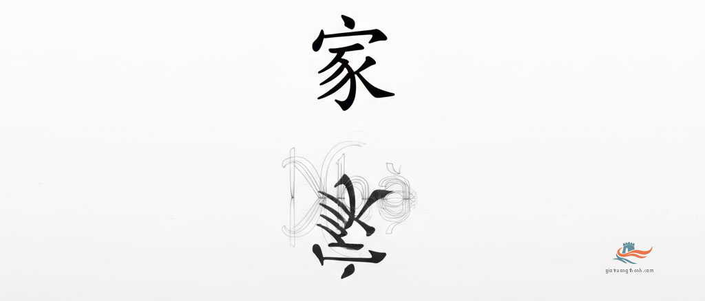 Hình ảnh chữ Hán phản chiếu dưới nước tượng trưng cho sự thấu cảm văn hóa trong dịch thuật.