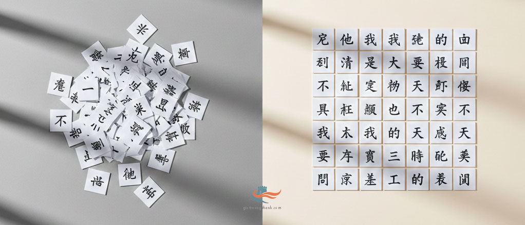 So sánh cách sắp xếp từ vựng HSK 2.0 bừa bộn và hệ thống logic HSK 3.0 ngăn nắp.